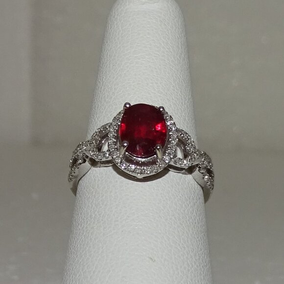 STUNNING DESIGN!! DIAMONDS & RUBY14K RING - Picture 2 of 11